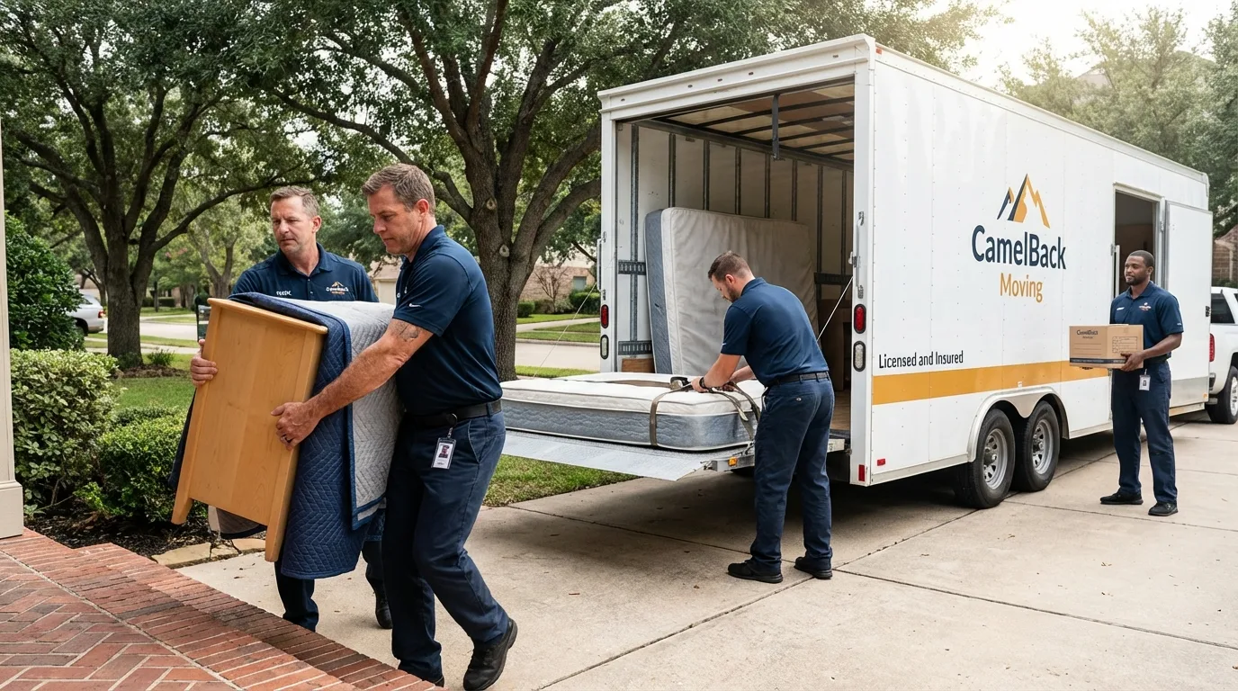 Crew loading residential truck for cross-state move from Bronson, MI