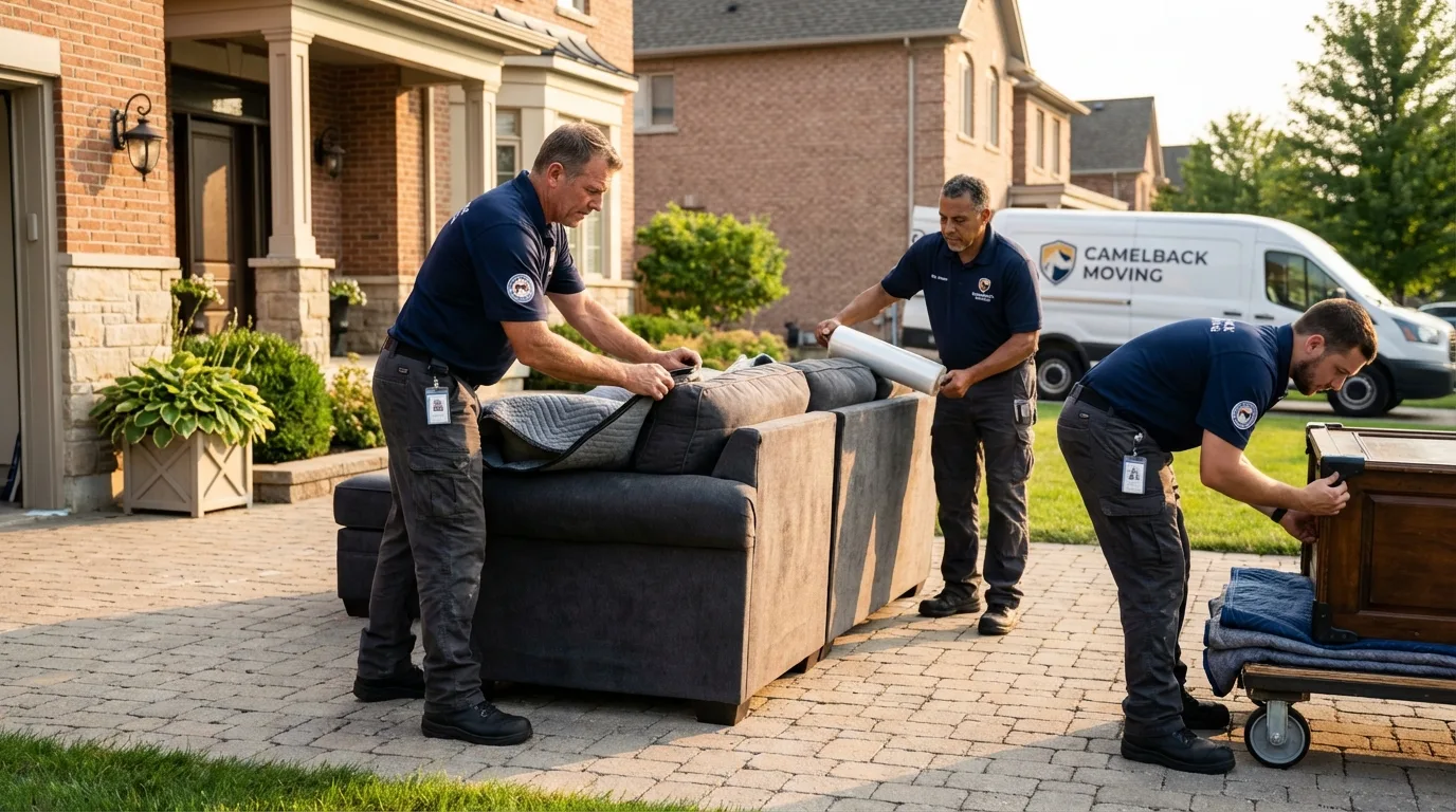 Large estate moving crew wrapping furniture in Bronson, MI